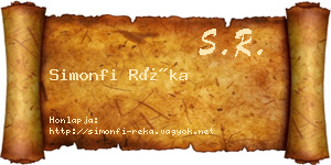 Simonfi Réka névjegykártya